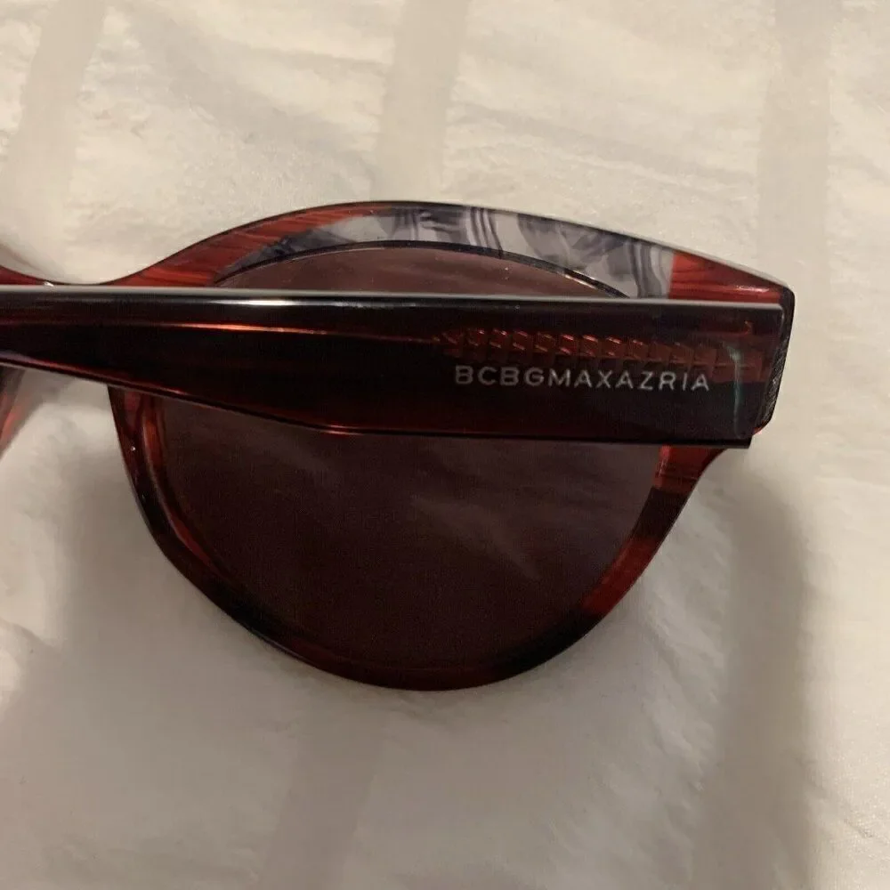 BCBGmaxazria New Embrace Wine Combo Red Round Sunglasses